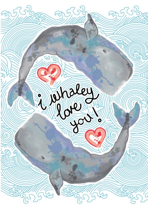 Cute Whale Valentines Day Card created by Doodling Bee