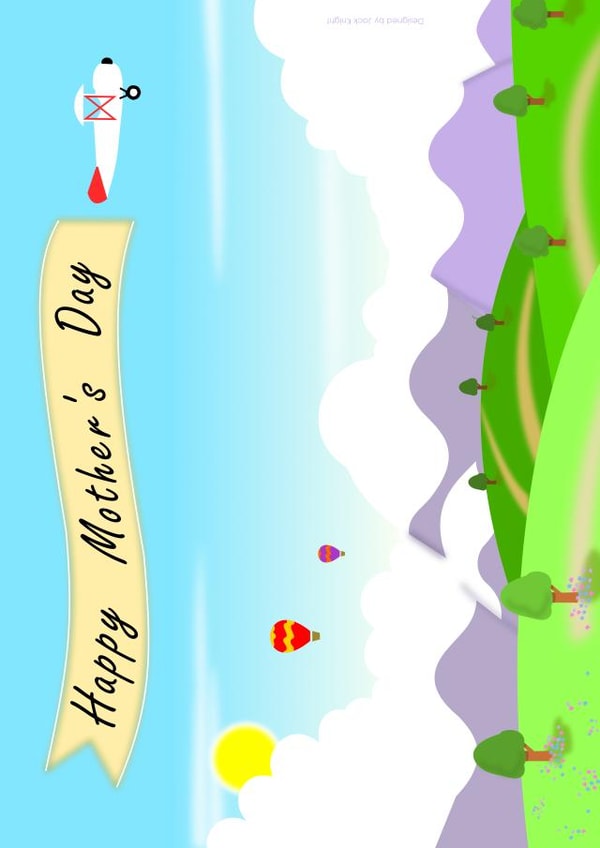 Happy Mother's Day Classic Countryside Scene with Aeroplane and Hot Air Balloons created by Jack Knight