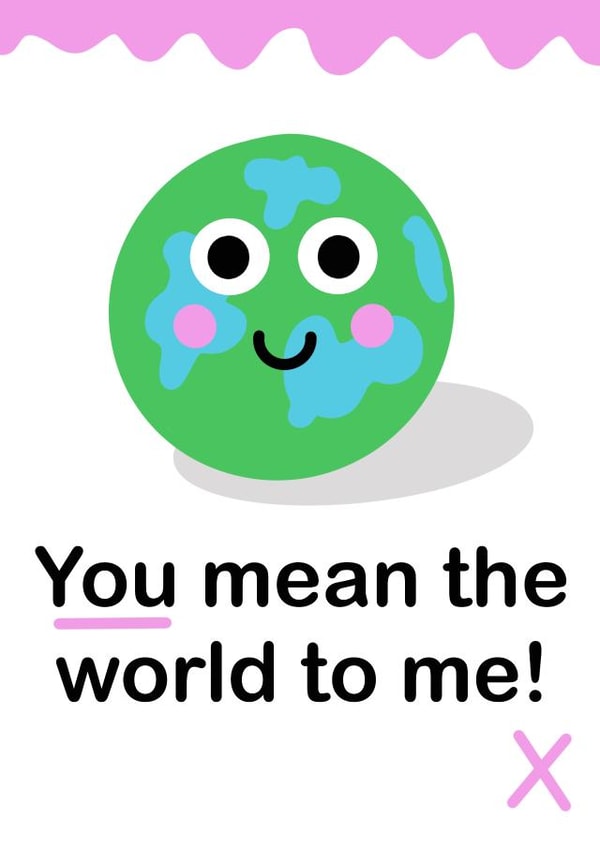 Cote and kawaii card to show your love - you mean the world to me! created by Little Pig Jewellery Design