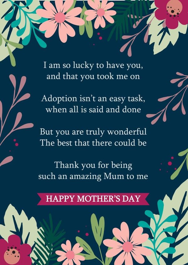 Lovely Mother's day card - adopted Mum - heartfelt created by Silly Prints