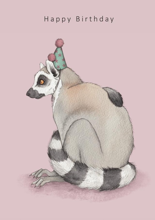 Party animal birthday card - lemur created by Dani Williams