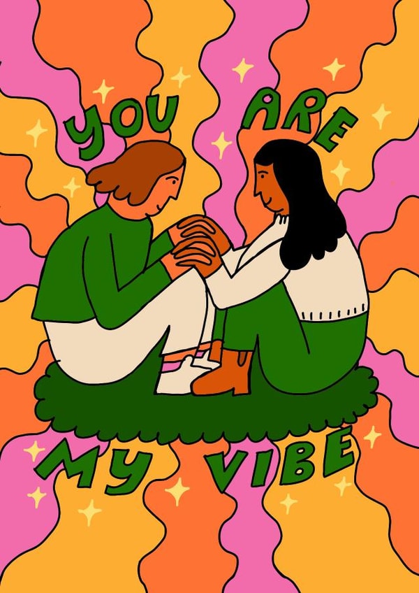 Cute Valentine's Day Card - Your Are My Vibe created by Natalie Byrne