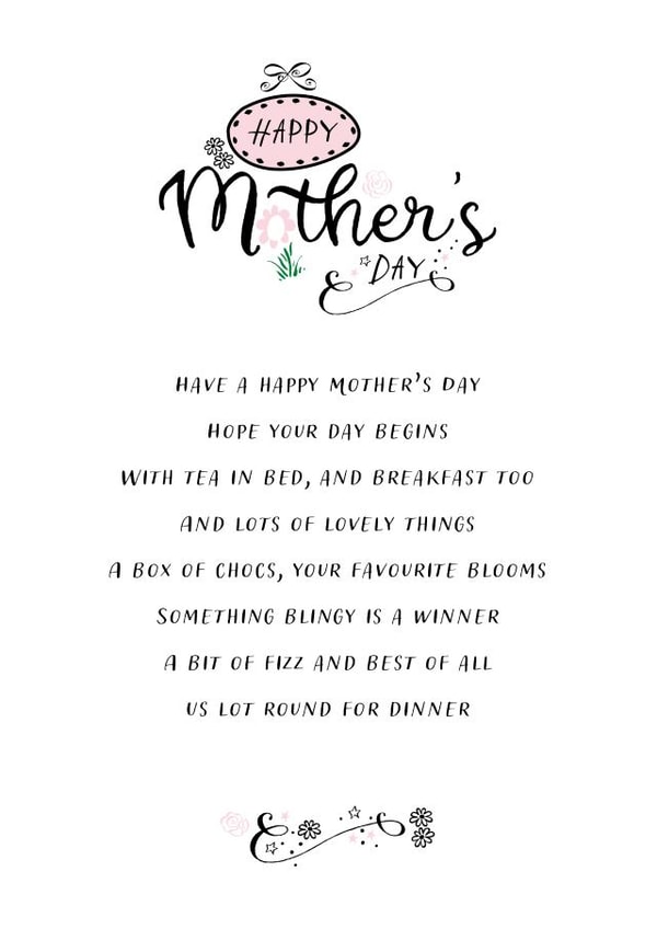Mother's Day Card - Happy Mother's Day - Mother's Day Poem created by Nicola Andrews