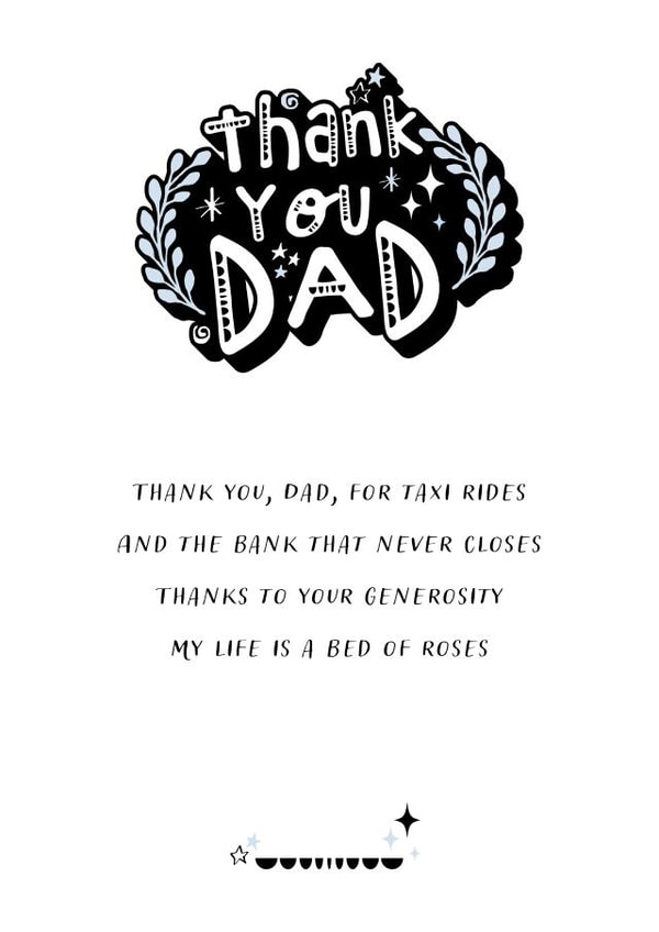 Thank You Card - Thank You Card for Dad - Funny Poem created by Nicola Andrews