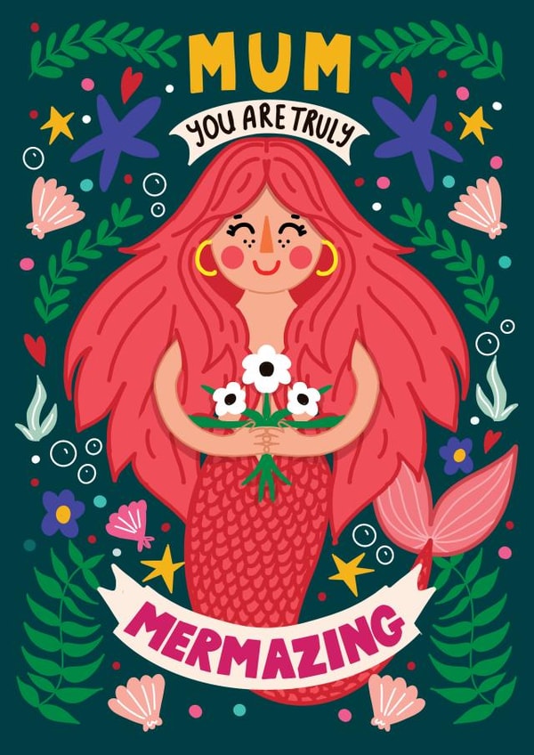 Cute Mother's Day Card - Mum - Mermaid created by NICHOLA COWDERY ILLUSTRATIONS