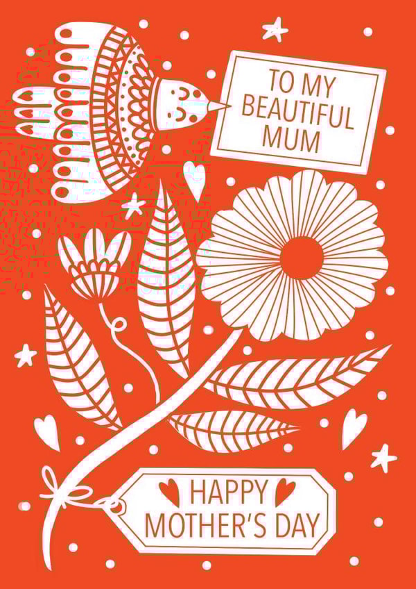 PRETTY FLORAL MOTHER'S DAY CARD. created by NICHOLA COWDERY ILLUSTRATIONS 