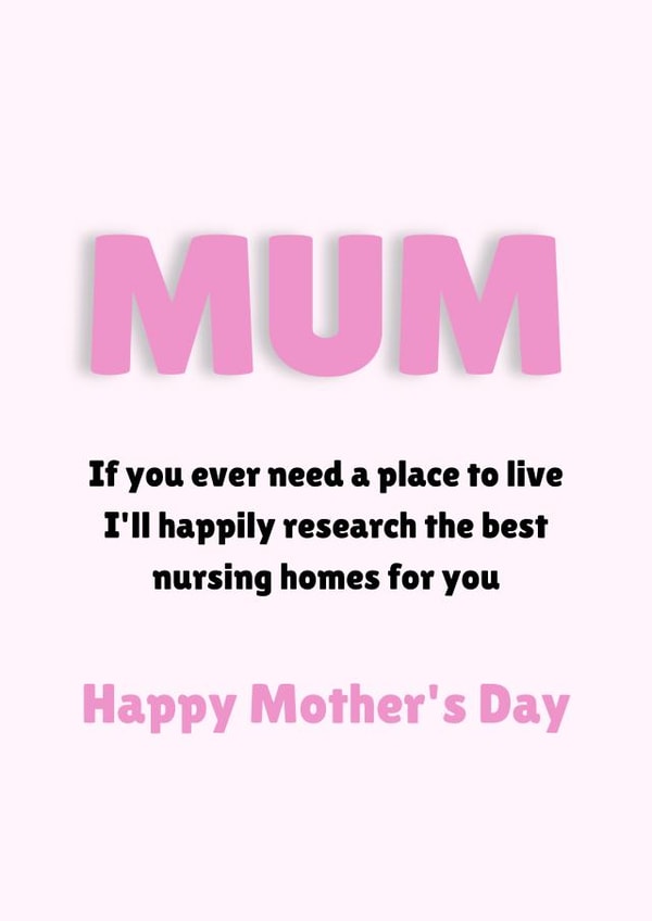 Funny nursing home card for Mother's Day created by KB Handmade Boutique