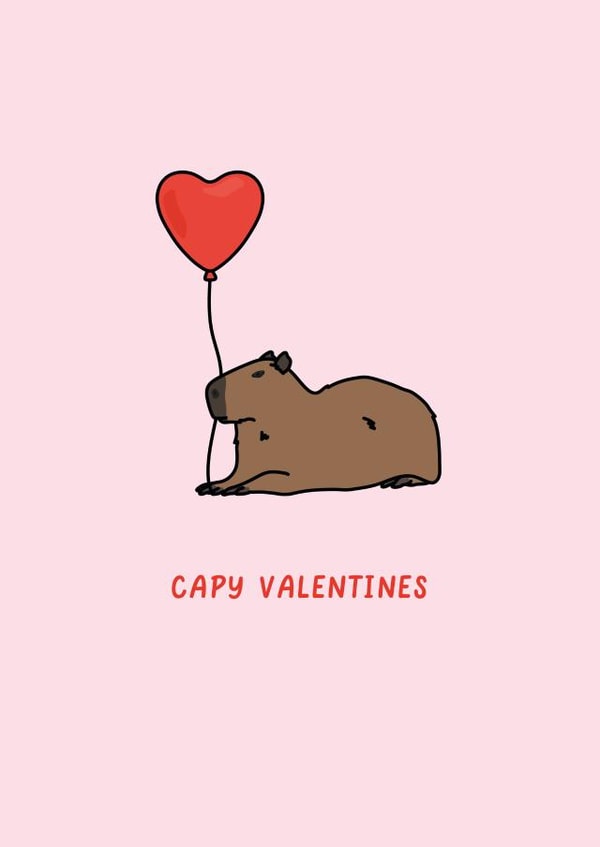 Cute Capy Valentine's Day Card For Capybara Lovers created by designsbyleyla