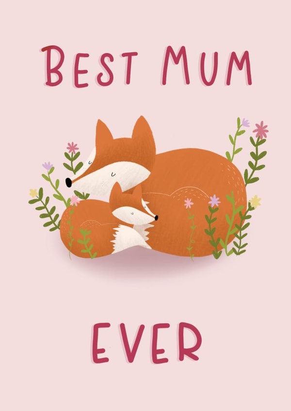 Cute Mother’s Day card with adorable foxes created by Hayley Warhurst Design