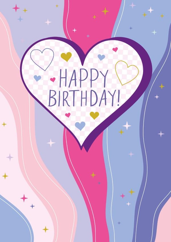 Cute Happy Birthday Card - Love heart created by Jessica Hogarth