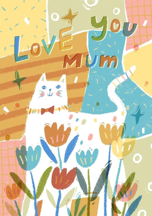 Cute Mother's Day Card - Cat - Love You Mum created by Miss NoProblem