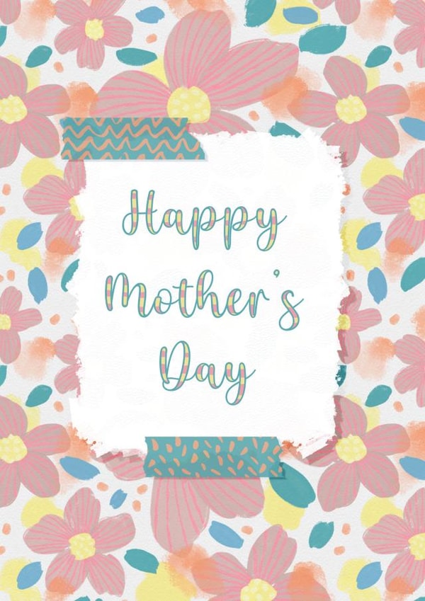 Happy Mother's Day Card - Scrapbooking Craft - Painted Flowers - Floral Pattern created by Slinkeee Illustration
