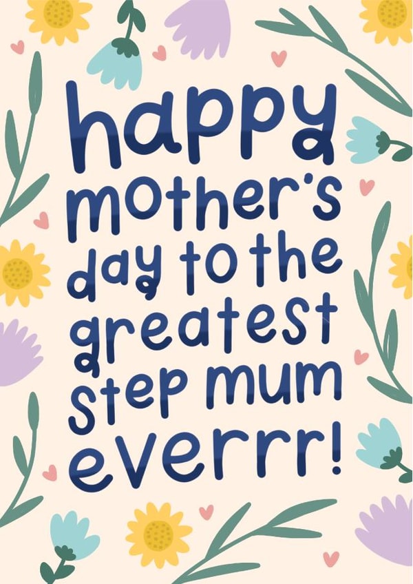 Cute mothers day card - greatest stepmum ever created by katie illustrated