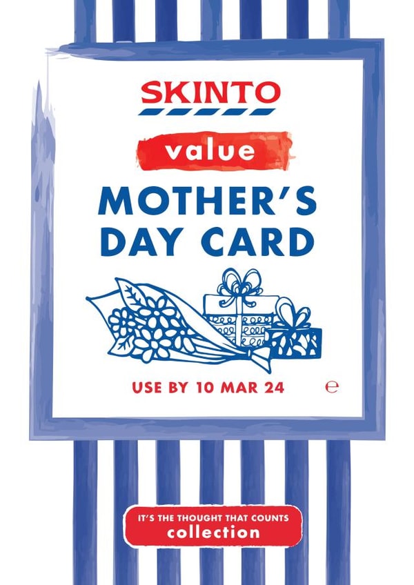 Funny Mother's Day Card - It's the Thought that Counts - Tesco Value - Skinto created by Mrs Best Paper Co.