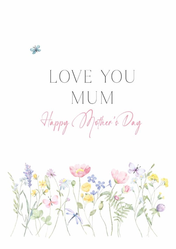 Beautiful minimalist Mother's Day card featuring delicate wildflowers created by Gorgeous Creations