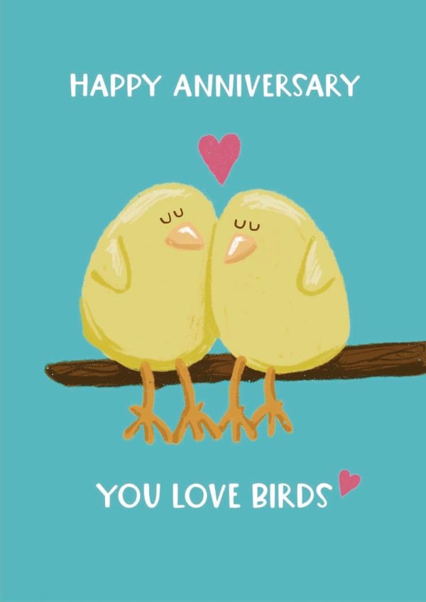 Cute Anniversary Card - Love Birds created by Giddy Kipper
