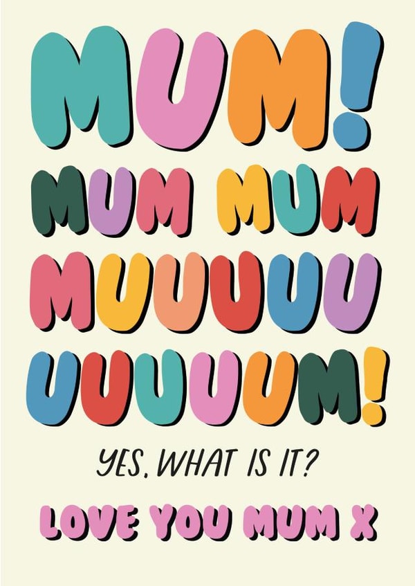 Funny Mother's Day Card for Mum - Kids Shouting created by Sarah Catherine