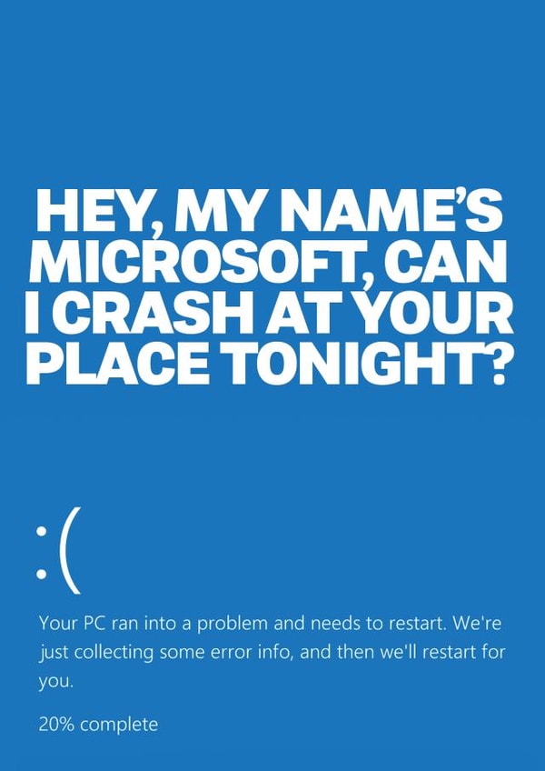 Funny Valentines Card - My name's Microsoft, can i crash at your place tonight. created by @rsdesigns