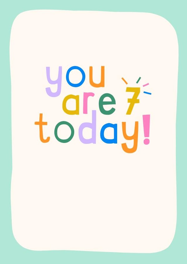 Cute Birthday card - 7/7th - Child created by Zoe Spry