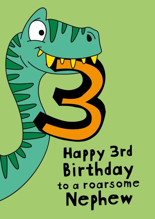 Cute Birthday Card - 3rd - Dinosaur - Nephew created by Macie Moo