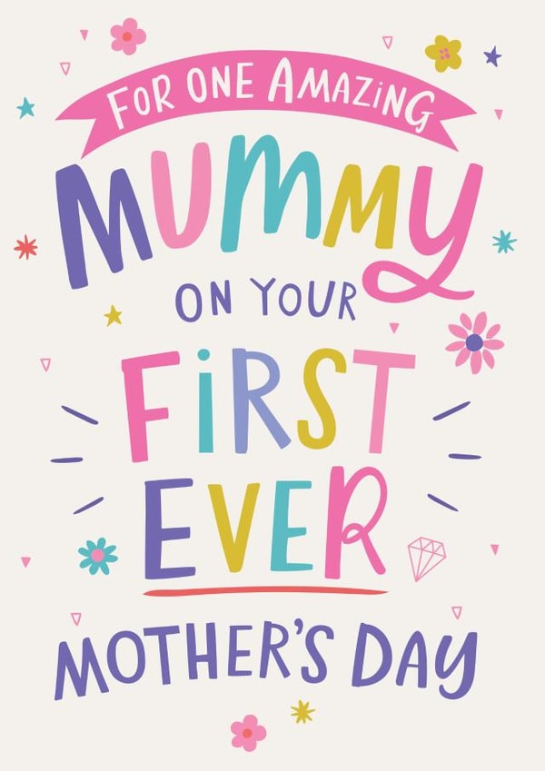 Contemporary Mother's Day card for first time mummy - Bright pastels - floral created by Dotty Black