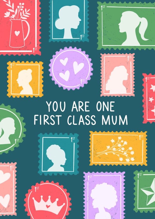 Cute Mother’s Day Card - First Class Mum - Stamps created by From Deanna