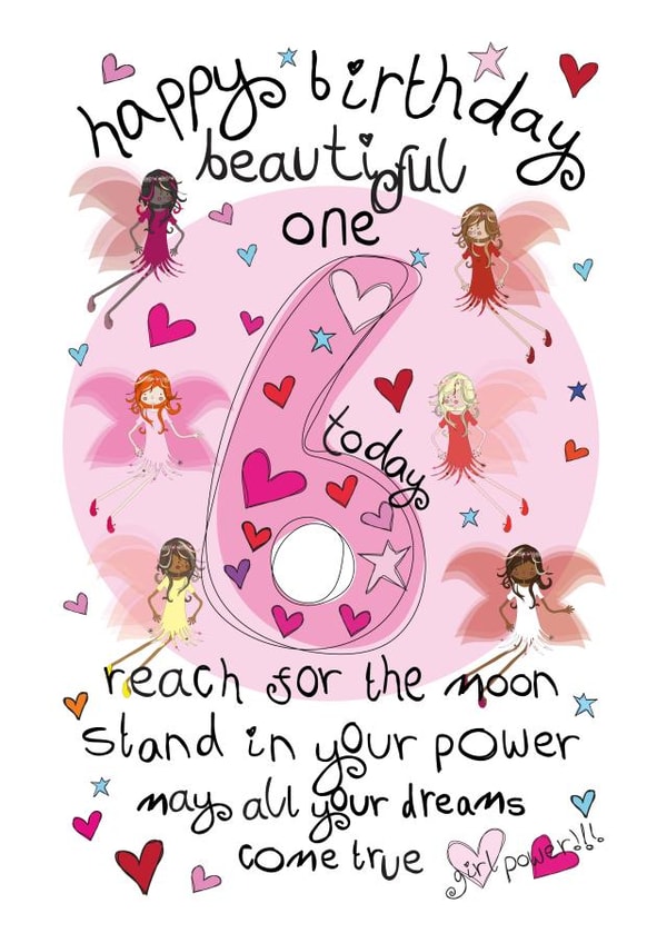 Cute Birthday Card - 6th - Female - Girl Power Fairies created by The Girl Power Fairies