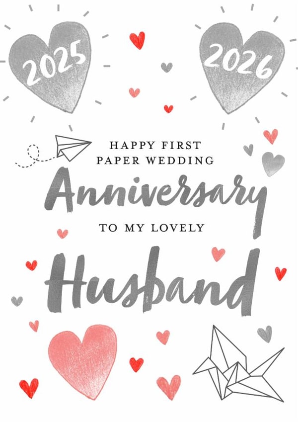 Cute Anniversary Card - Husband - 2026 - Paper created by Juniper and Rose Studio