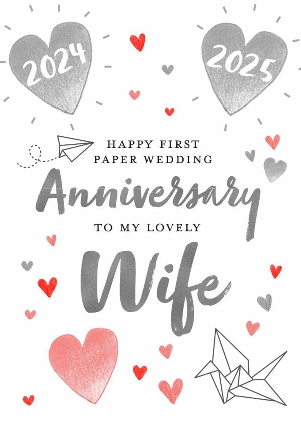 Cute Anniversary Card - Wife - 2025 - Paper created by Juniper and Rose Studio