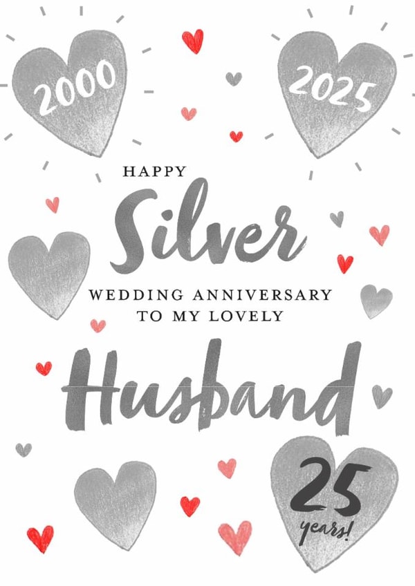 Cute Anniversary Card - Husband - 2025 - Silver created by Juniper and Rose Studio