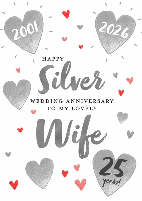 Cute Anniversary Card - Wife - 2026 - Silver created by Juniper and Rose Studio