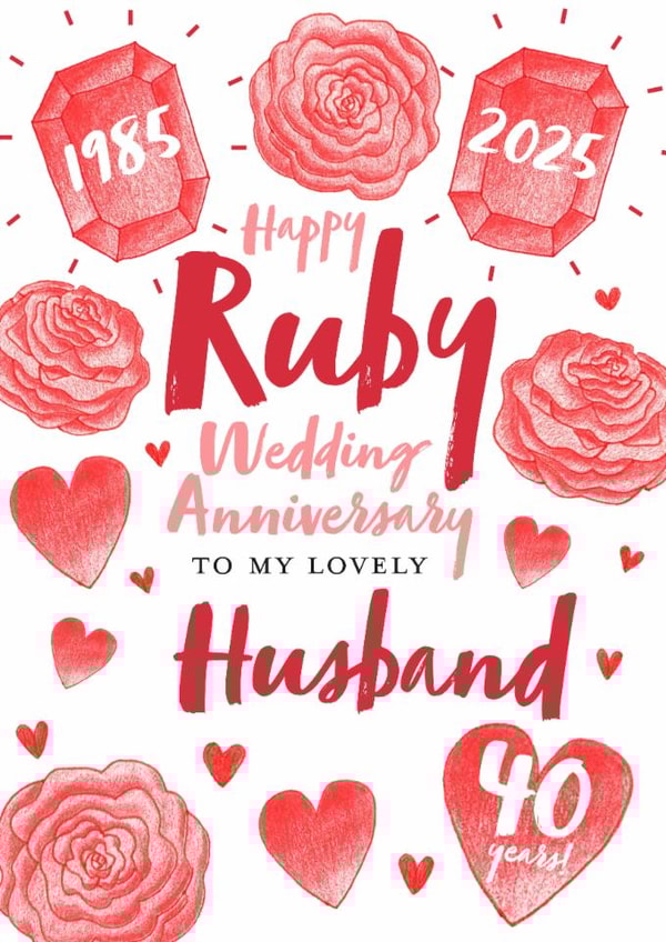 Cute Anniversary Card - Husband - 2025 - Ruby created by Juniper and Rose Studio