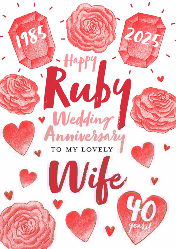 Cute Anniversary Card - Wife - 2025 - Ruby created by Juniper and Rose Studio