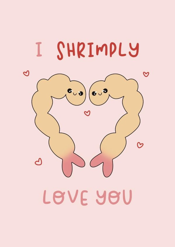 Kawaii Valentine’s Day card | I shrimply love you created by Natasha Ellis