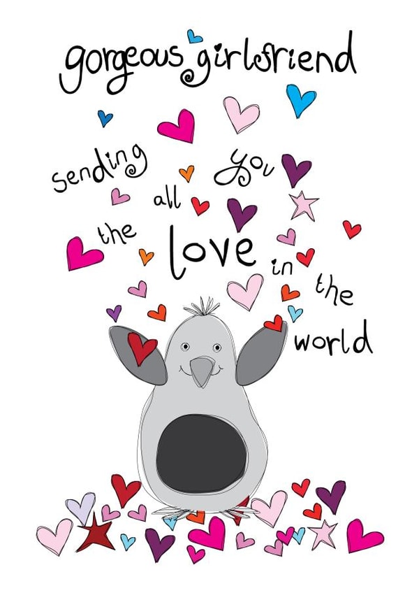 Cute Birthday Card - Gorgeous Girlfriend - Penguin created by Paperlicious