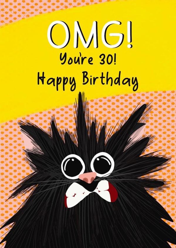Funny Birthday Card - Shocking - Cat - 30th created by LittleTalesByGem