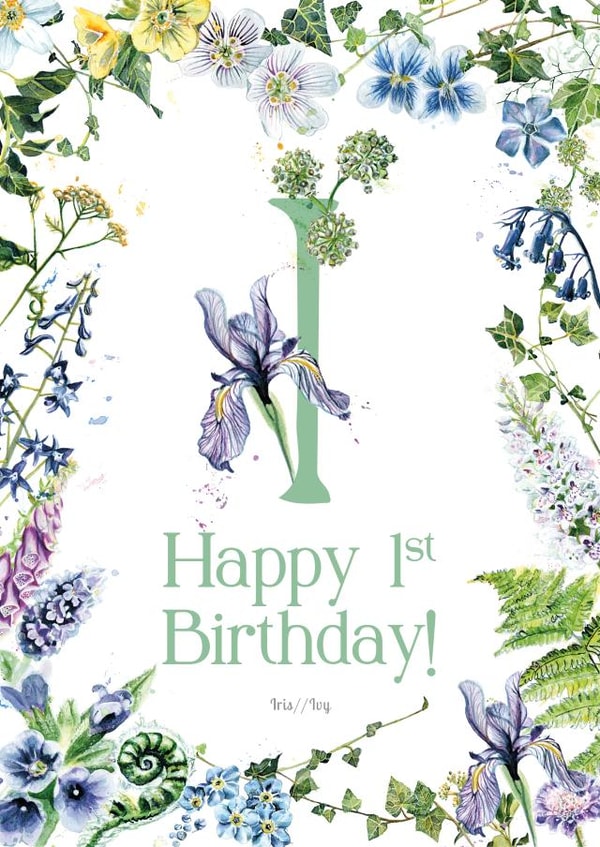 Cute Birthday Card - I - 1st - Floral created by Kate Moby
