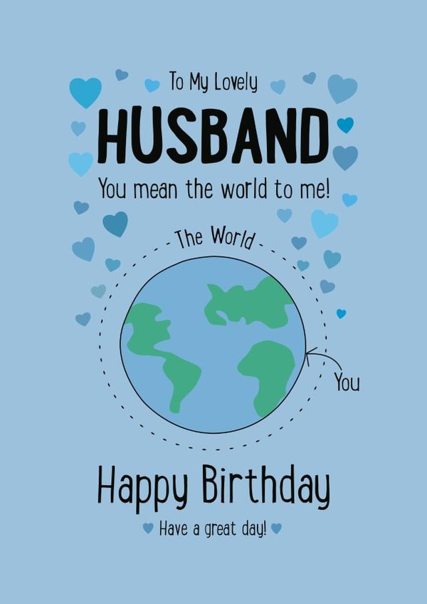 Cute Birthday Card -  Lovely Husband  - You mean the world to me created by Little Red Cherry