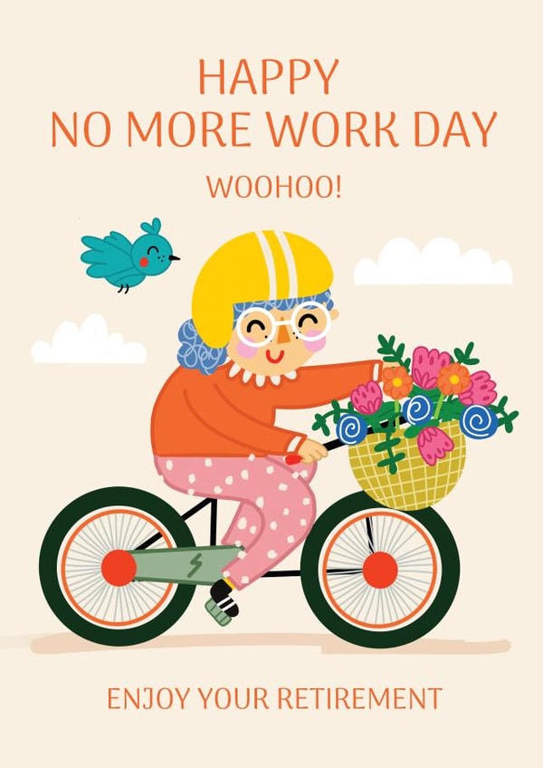 Cute Retirement Card - No More Work Day created by NICHOLA COWDERY ILLUSTRATIONS