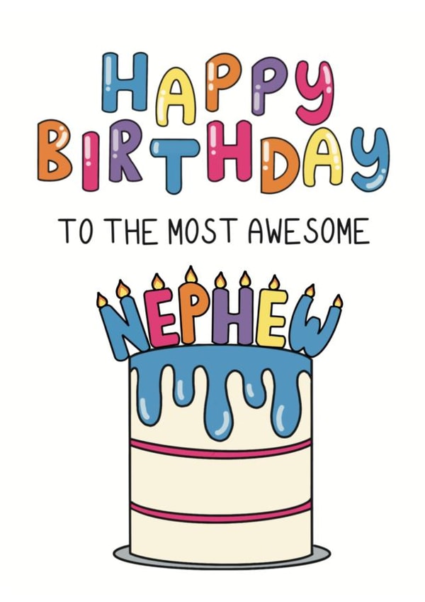 Cute Birthday Card - Cake - Nephew created by Schnauzer Scribbles