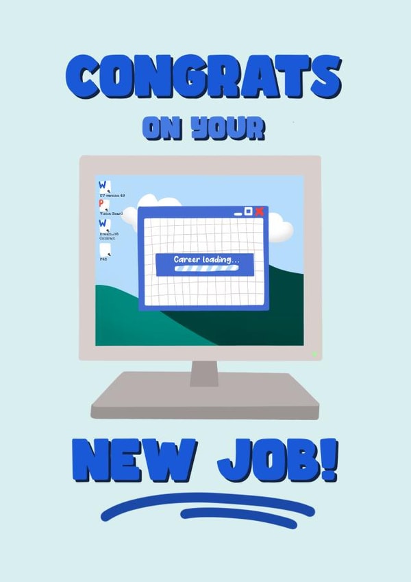 New Job Card - Office Job / Work From Home - Funny Microsoft Windows Background created by Greetings from Grieve