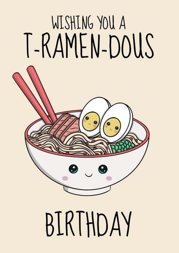 Cute Ramen Birthday Card - Kawaii Noodles created by @Cupsie's Creations