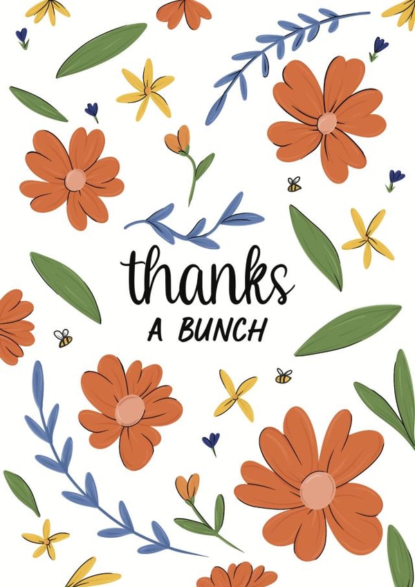 Thanks a Bunch - thank you card - floral created by Ellen Cawley