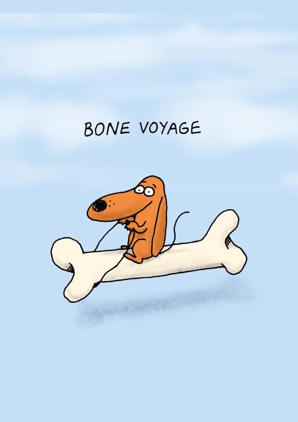 Funny Cartoon Leaving Card For Friend or Colleague - Dachshund - Bone Voyage created by Cardinky
