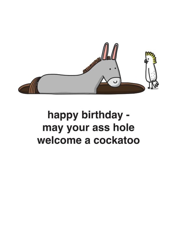 Funny Birthday Card - Cockatoo - Pun created by mungo and shoddy