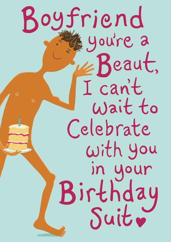 Cheeky Birthday Card - Boyfriend - Birthday Suit created by Aimee Beaven