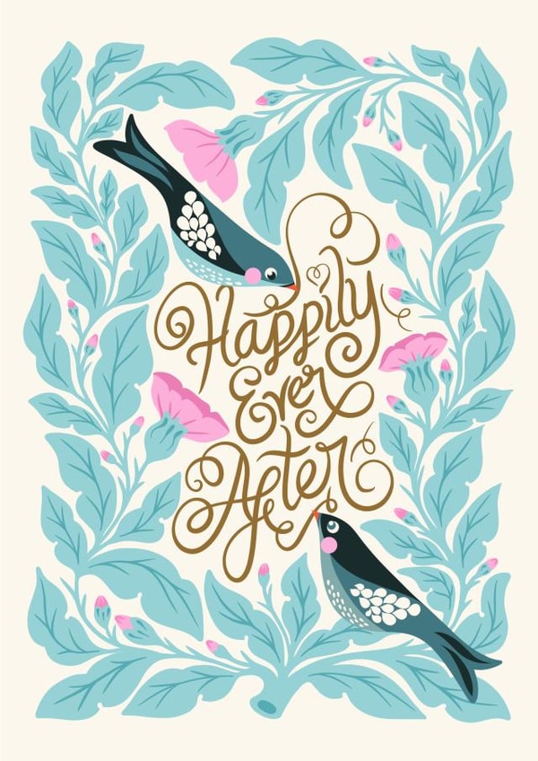 Cute Wedding Card - Happily Ever After - Love Bird created by catantrell