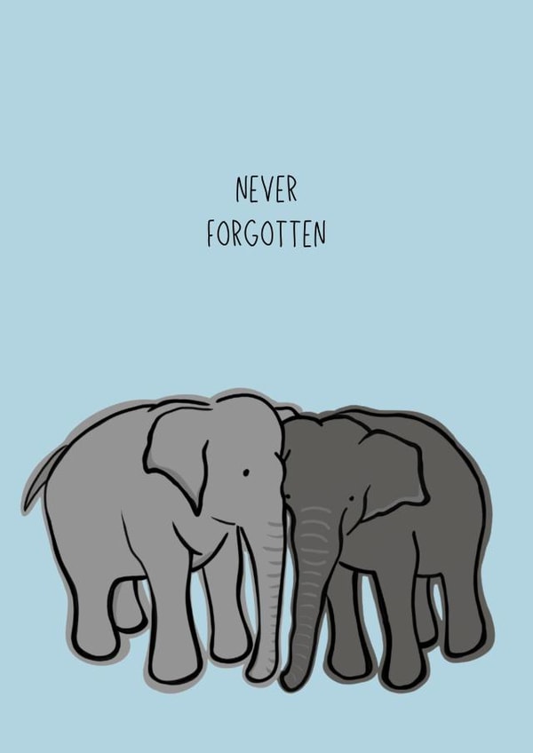 Sympathy card - Condolences - Elephants Never Forget created by FloofAndFlump Designs