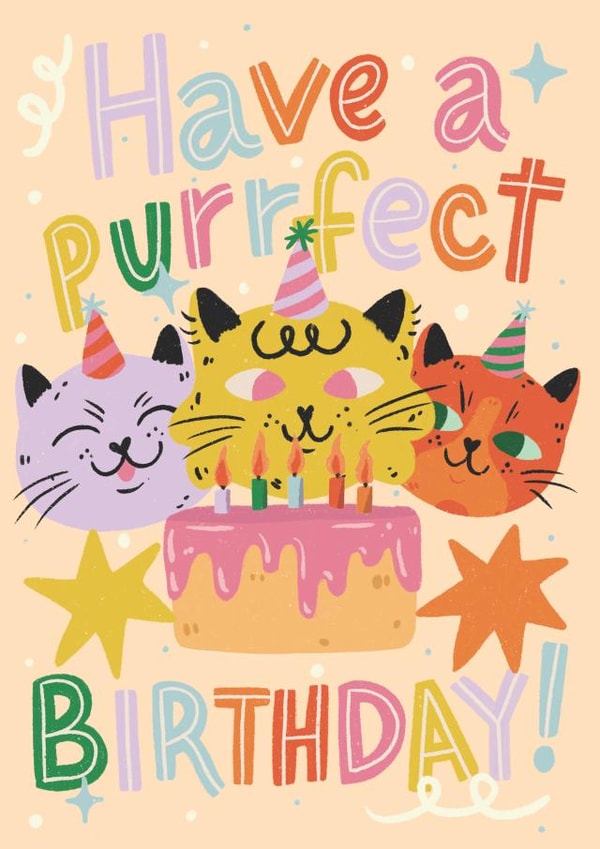 Cute Birthday Card - Cats - Have a Purrfect Birthday! created by Paola Locks