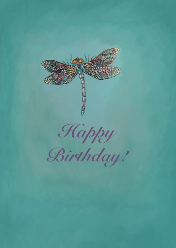 Beautiful, Artistic Dragonfly Birthday Card for the Art Lover in Your Life. created by Designs by Vivi